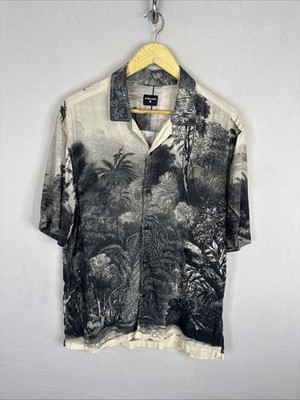 Strellson Shirt Mens M Black White Scenic Print Short Sleeve Designer
