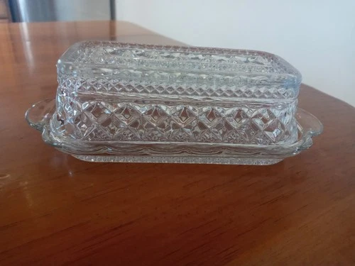 Vintage 8" Glass Butter Dish With Lid Wexford Anchor Hocking Free Shipping!