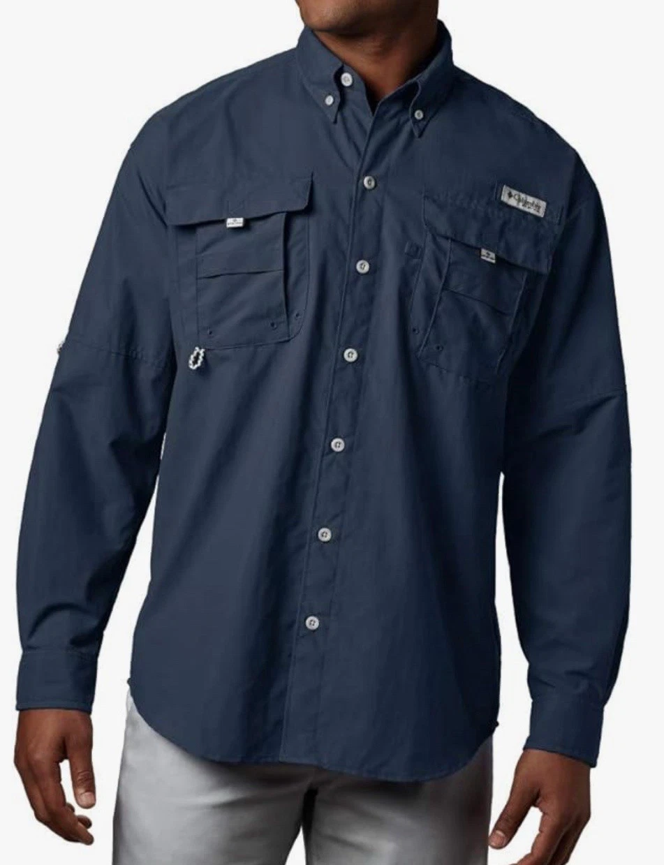 Columbia Men's PFG “Bahama”Tech Outdoor Light Weight Long Sleeve Navy Size XL