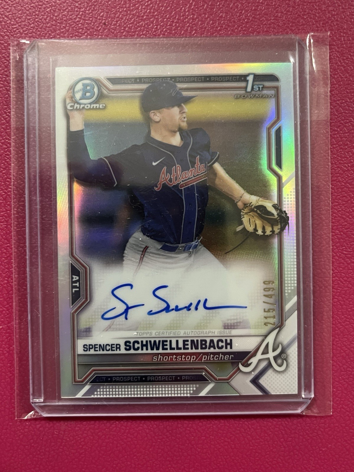 2021 1st Bowman Chrome Draft Spencer Schwellenbach Refractor Auto #215/499