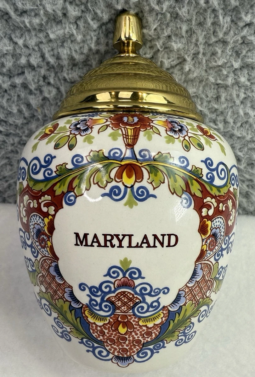 tobacco jars with state names DELFT Jar Maryland Name with Lid and it was a fashionable import as fine china Tobacco jars 101. Did you