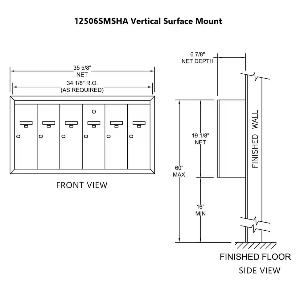 Buzón vertical de montaje en superficie con 6 compartimentos en aluminio anodizado Foto 2 de 4