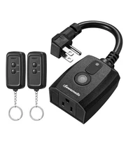 DEWENWILS Outdoor Remote Control Outlet,100FT Range,2Remotes 1Outlet,ETL Listed