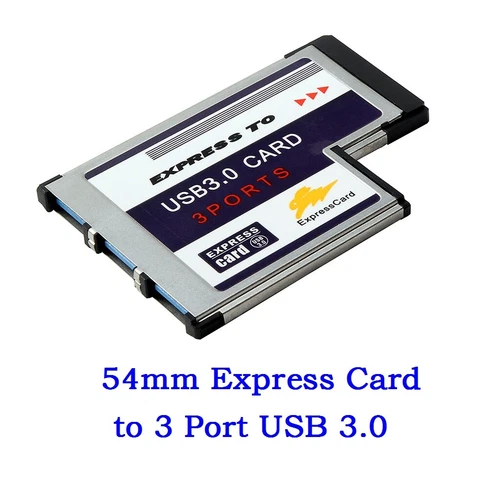 USB 3.0 54mm 3 Port Express Card Adapter Expresscard for Laptop FL1100 Chip