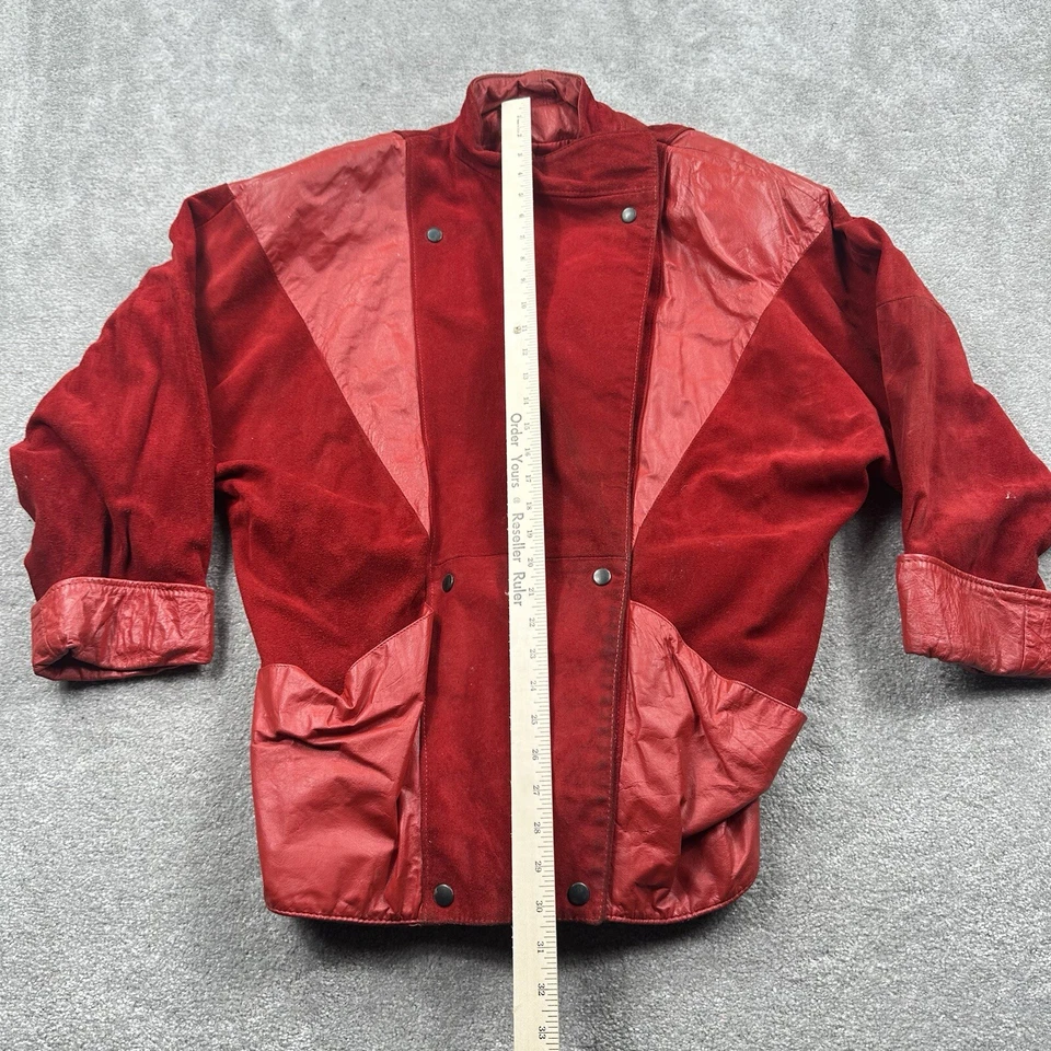 Chaqueta de cuero roja de gamuza Comint para mujer talla mediana Argentina Foto 4 de 4