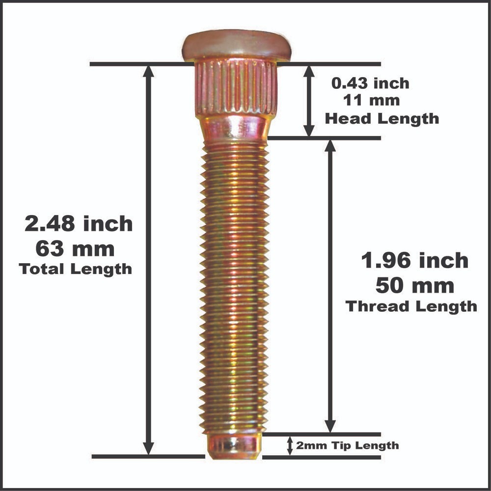 63mm Total Length wheel studs compatible with nissan 300ZX