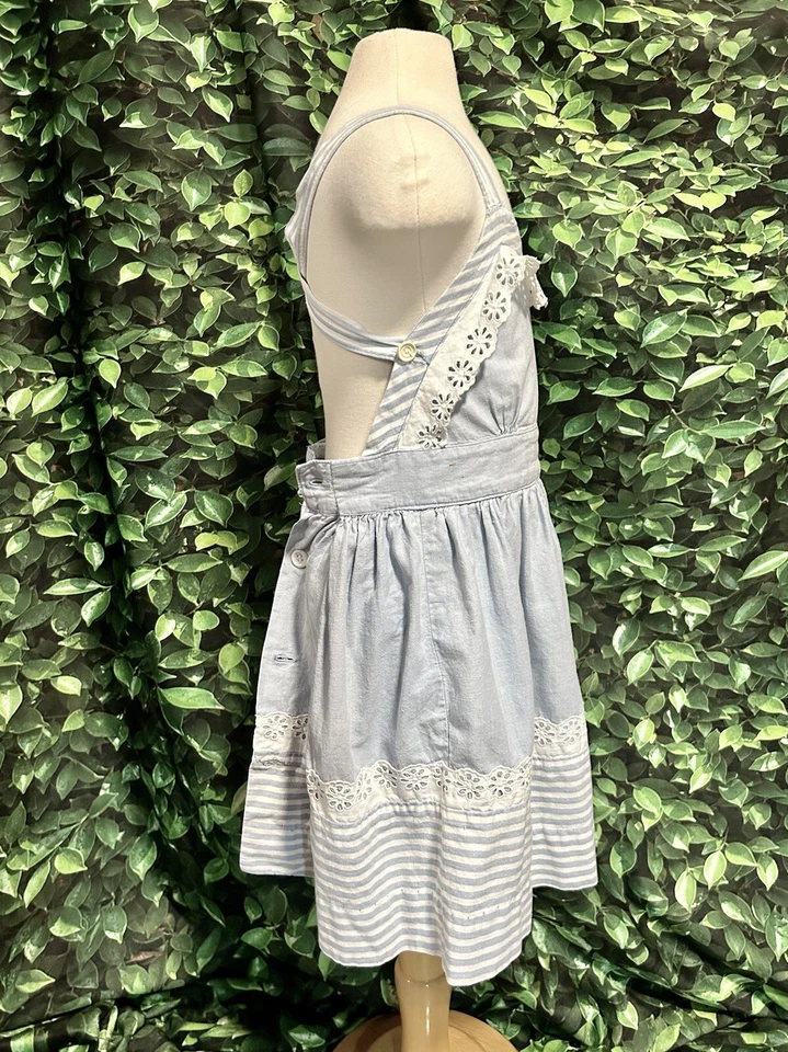 Vintage 50s JEAN DURAIN Hollywood Child’s Dress Light Blue Cotton Button 5/6 - Image 2 of 4