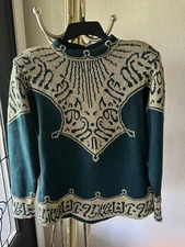 Kansai Yamamoto Hand Knit Cardigan Jenny Kee Vibes Vintage Y2K Gold Green