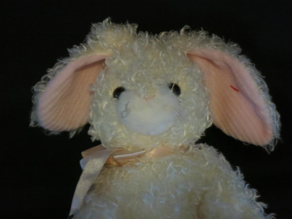2004 TY CLASSIC HARESTON WHITE HAIR PLUSH RABBIT CURLY CREAM HAIR PINK EARS  TAG | eBay