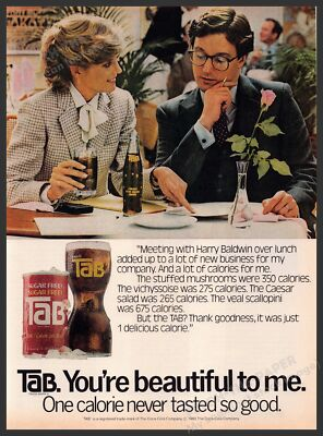 #ad Tab 1980s Magazine Print Ad 1981 Soda Business Lunch Couple $10.99