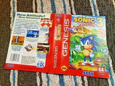 BOX ART ONLY Sonic The Hedgehog 3 III Original Sega Genesis Case Sleeve OEM