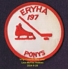 LMH PATCH Badge ELK RIVER YOUTH HOCKEY Assn ERYHA PONYS 1970s Stick Skate Logo
