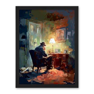 Private Detective in his Office Film Noir Style Framed Wall Art Print 18X24
