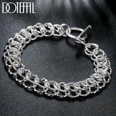 DOTEFFIL 925 Sterling Silver Geometric Many Circle Bracelet Wedding Jewelry
