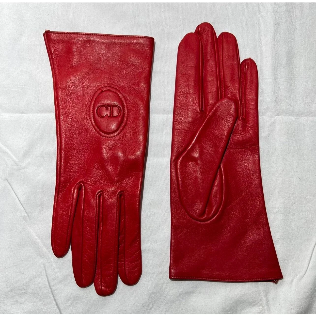 Gants vintage Christian Dior cuir brodé 