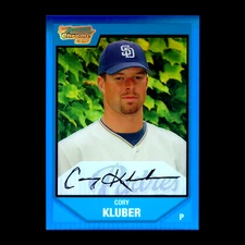 2007 Bowman Chrome Corey Kluber Draft Picks 1st Blue Refractor #BDPP29 RC /199