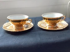 Vintage Rw Rudolf Wachter Bavaria GOLD Coffee/Tea SET of 2 Germany