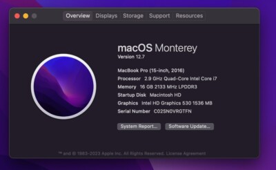 Macbook Pro Retina A1707 15