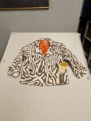 Patrick Christopher Blazer Animal Print Pockets  Orange Lining Size M
