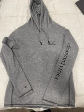 Vineyard Vines Womens Performance Grey Hoodie S Long Sleeve Whale Zip Pocket