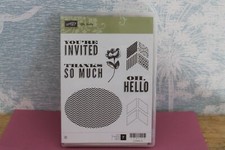 Stampin Up Rubber Stamp Set OH, HELLO Chevon Oval You're Invited U