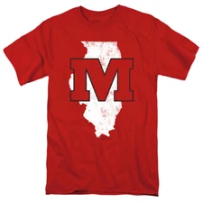Monmouth College Adult T-Shirt State Shape, Red, S-5XL