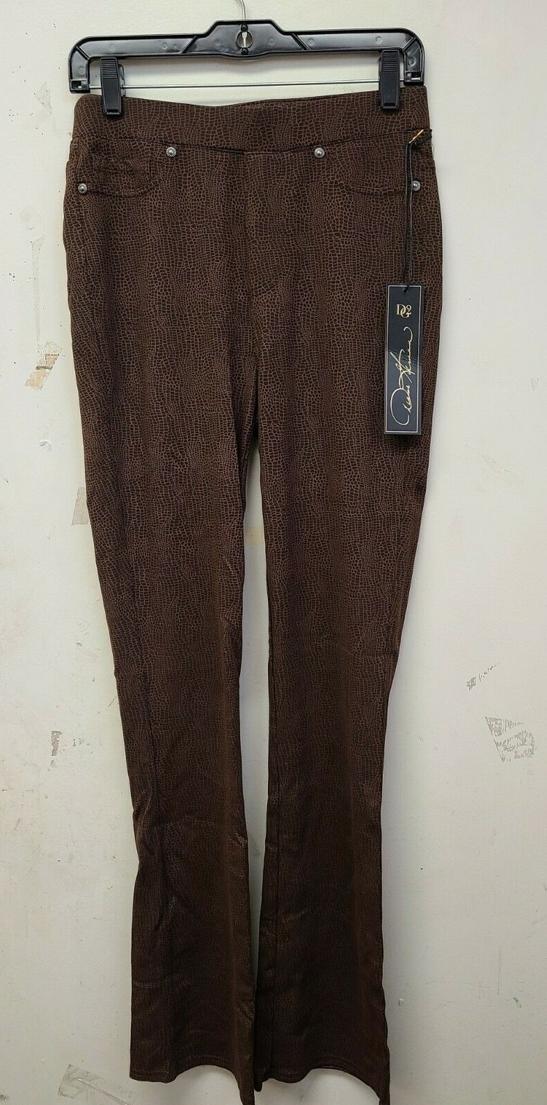 DG2 BY Diane Gilman XS Tall NWT Women's Pull-On Boot-Cut Pants Brown Snake
