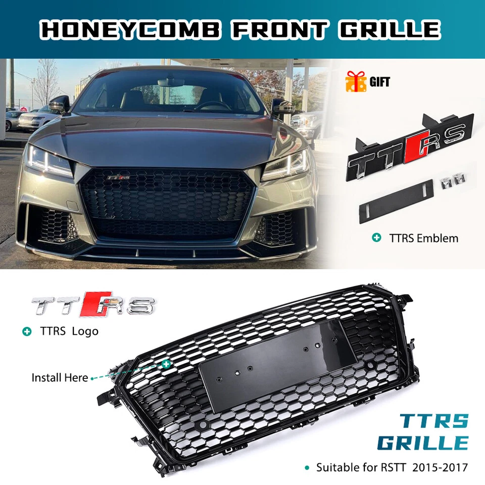 For Audi TT TTS 2015-2017 TTRS Style Full Honeycomb Front bumper Grille US STOCK - Image 3 of 4