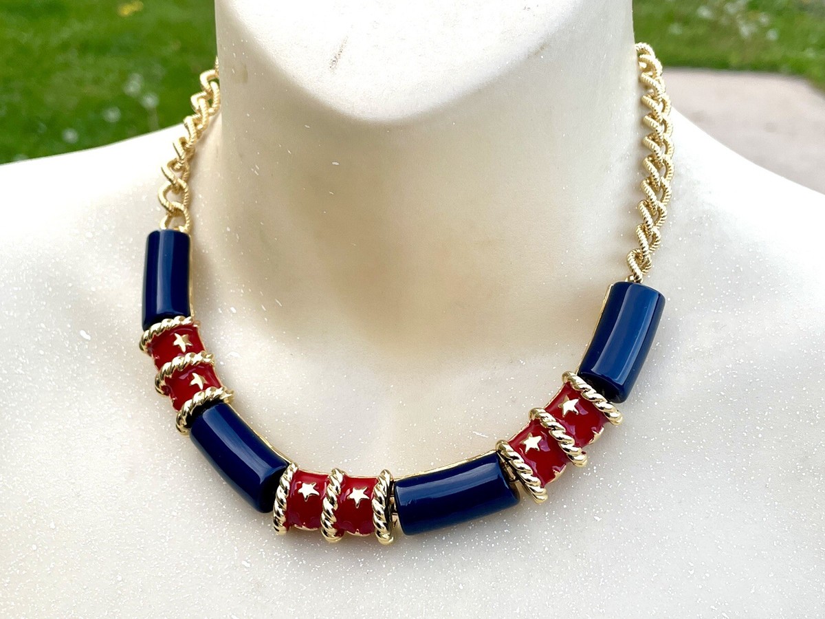 Katherine K Designer Enameled Stone Necklace And Earrings.  NWT View 2