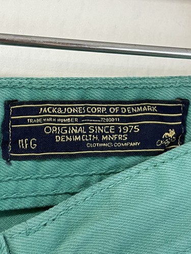 Jack Jones Shorts Mens Size 29 Green Denim Jean New Stretch Button Fly Slim N47 - Picture 4 of 8