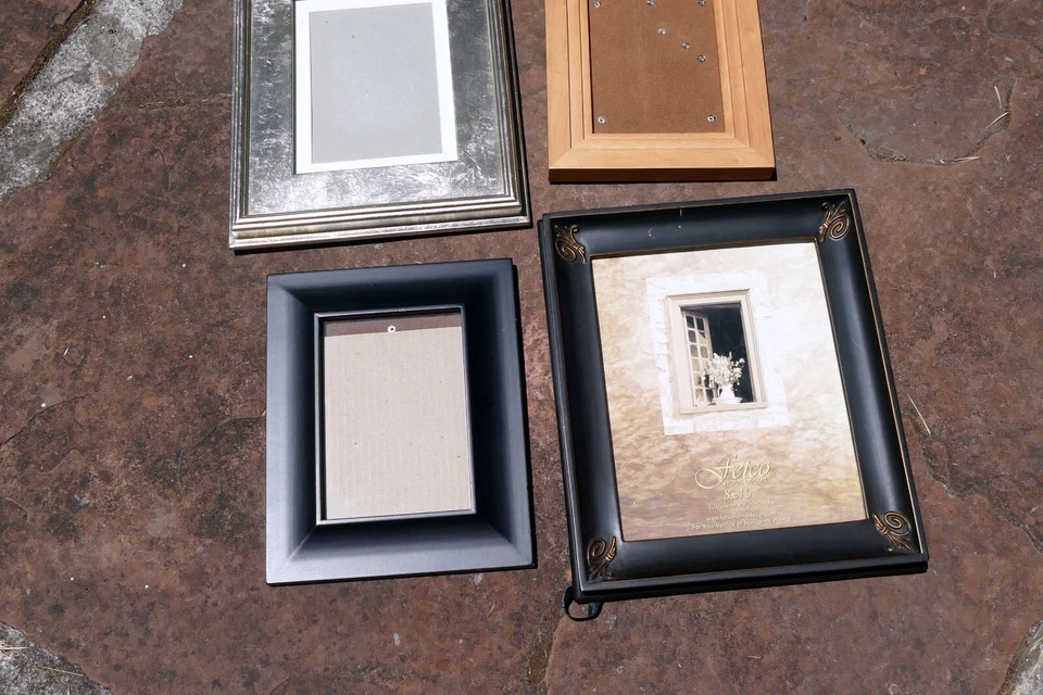 Marco de fotos de madera 5X7" 8X10" tono dorado negro paquete de 4 lote mixto Foto 2 de 4