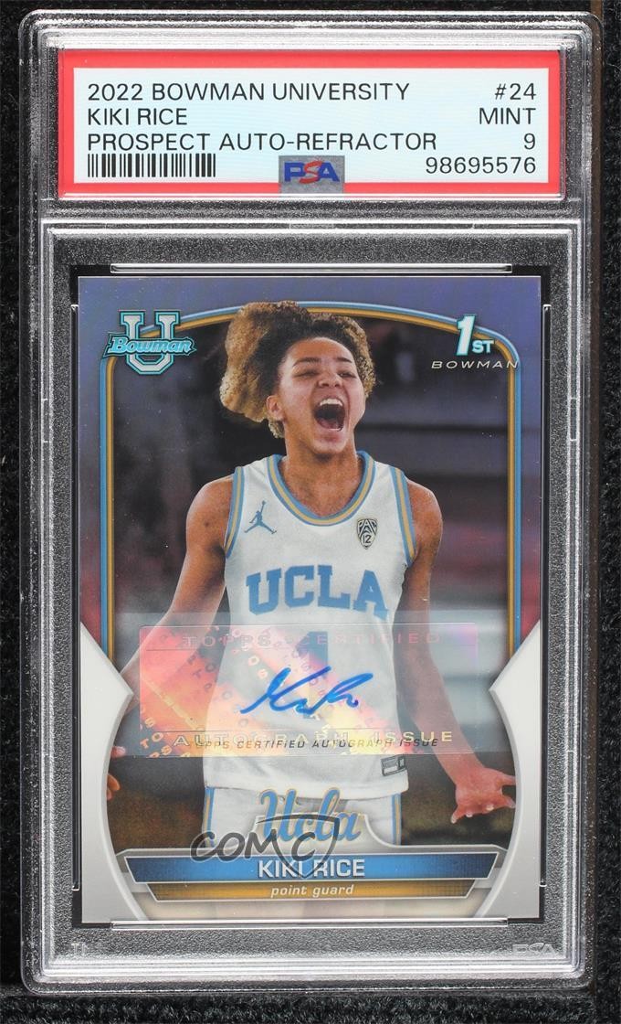 2022 Bowman U Chrome Prospect Refractor /499 Kiki Rice #24 PSA 9 MINT Auto 00f5