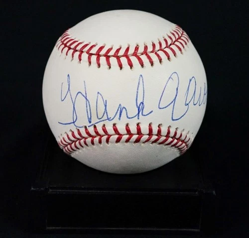 Hank Aaron Autograph Signed Rawlings OMLB Baseball AUTO Steiner COA