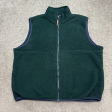 L.L. Bean Fleece Vest Jacket Mens XL Green Blue Trim Full Zip Outdoor Camping