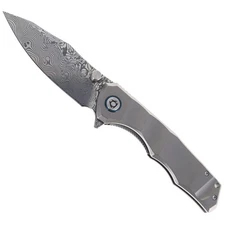 SixLeaf Folding Knife Gray Ti Handle Damascus RWL34-PMC27 SL-81-RWL34-PMC27