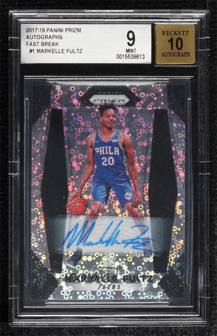 2017-18 Panini Prizm Fast Break Markelle Fultz #1 BGS 9 MINT Rookie Auto RC ne4