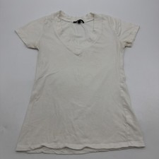 Ambiance T-shirt Women L White Solid V-Neck . 41277