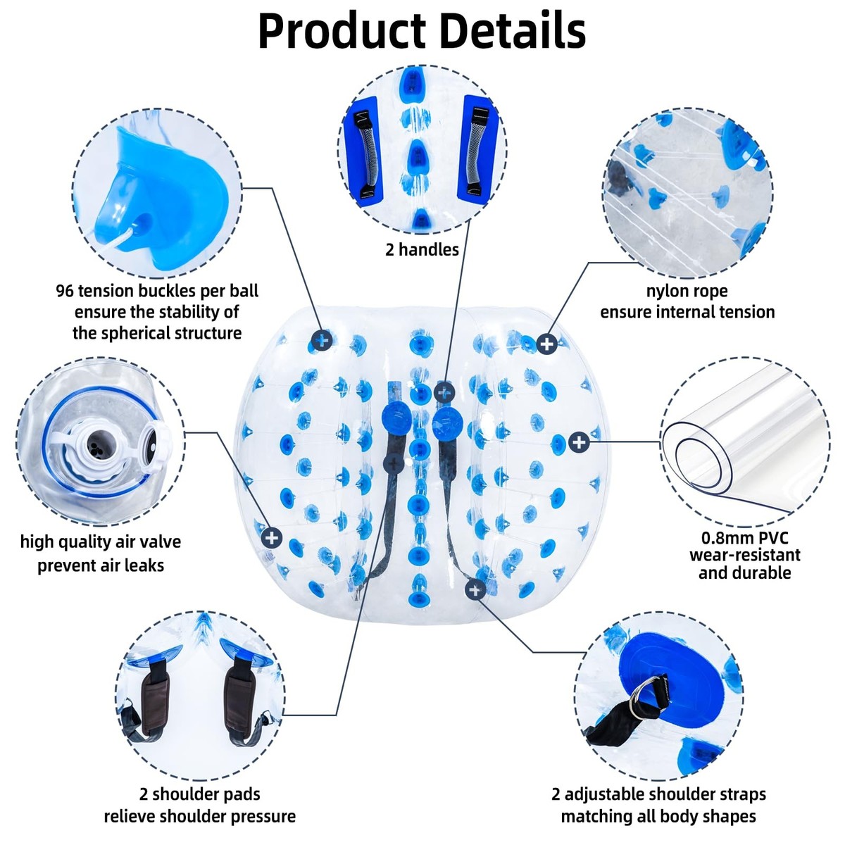 2PCS Inflatable Bumper Balls, 5Ft Human Hamster Ball, Zorb Ball