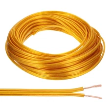 50Ft 18/2 PVC Covered Wire, SPT-1 UL Listed Copper Electronic Wire, Golden