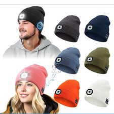 Wireless Bluetooth Hat with Music Speakers LED Light Beanie Warm Cap Headphones