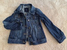 Gap Kids Jean Jacket Girls Size S Blue Denim Dark Wash Buttons 100 Cotton EUC 6