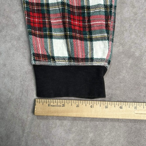 J Crew Knit Goods Pants Mens Large Red Green BLK Plaid Lounge Jogger Drawstring - Picture 4 of 9