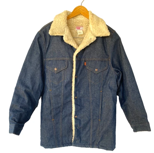 Vtg 80s Levi's Orange Tab Sherpa Denim Jacket Size 40 Made USA Excellent