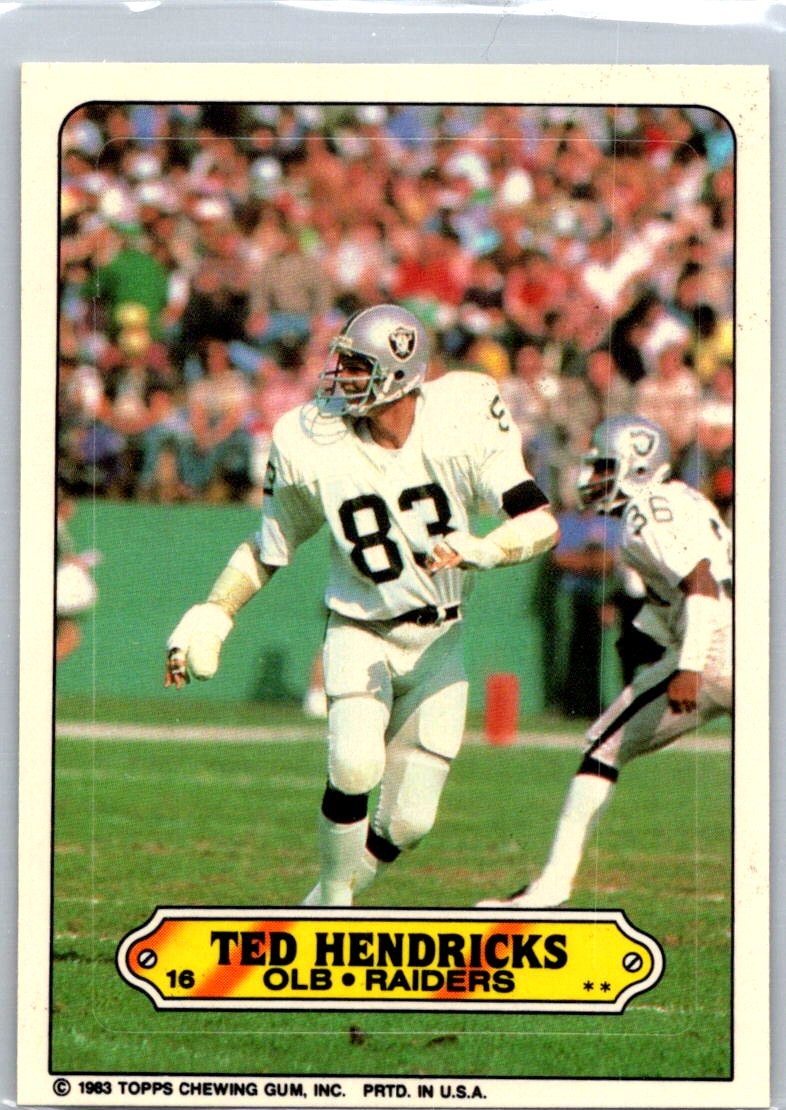 1983 Topps #16b Ted Hendricks Stickers
