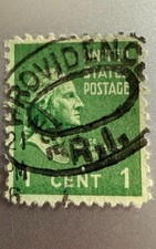 Timbre Etats Unis 1 cent vert G.Washington avec superbe oblitération