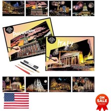 Scratch Art Kit for Adults 8 Sheets A4 City Landmarks DIY Craft Painting Gift