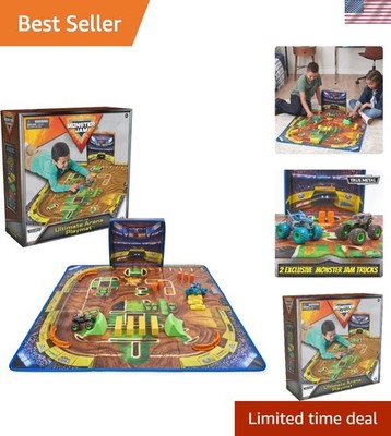 Kids Ultimate Arena Playmat & Storage: 2 Monster Trucks, 20 Accessories Included