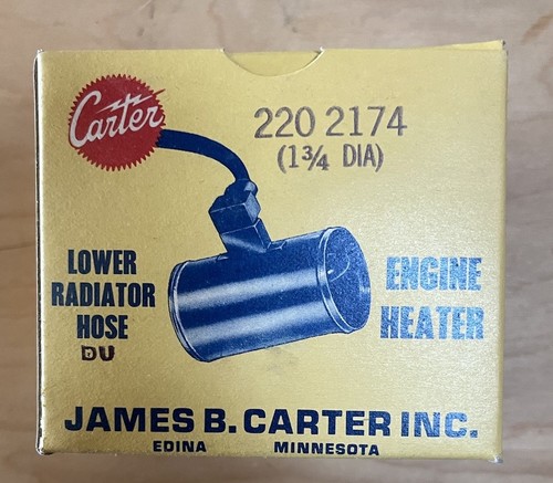 NOS CARTER Multi-Application 1-3/4 Lower Radiator Hose Engine Heater ...