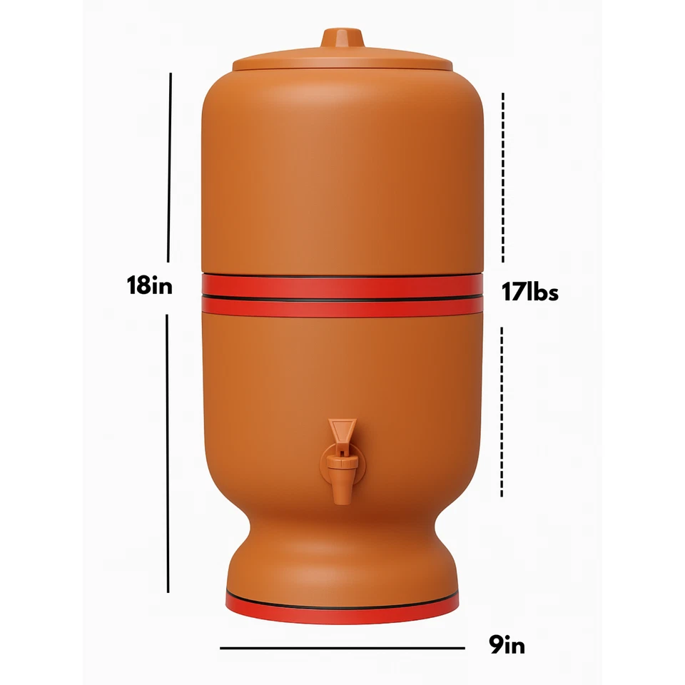 Filtro de agua de arcilla brasileño 4L + base de almacenamiento 4L - capacidad total 8L Foto 3 de 4