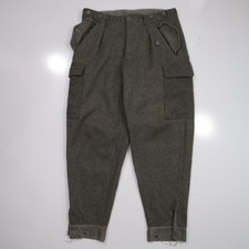 VINTAGE SWEDISH ARMY WOOL FIELD TROUSERS OLIVE C52 CROWN BUTTONS 34 x 30